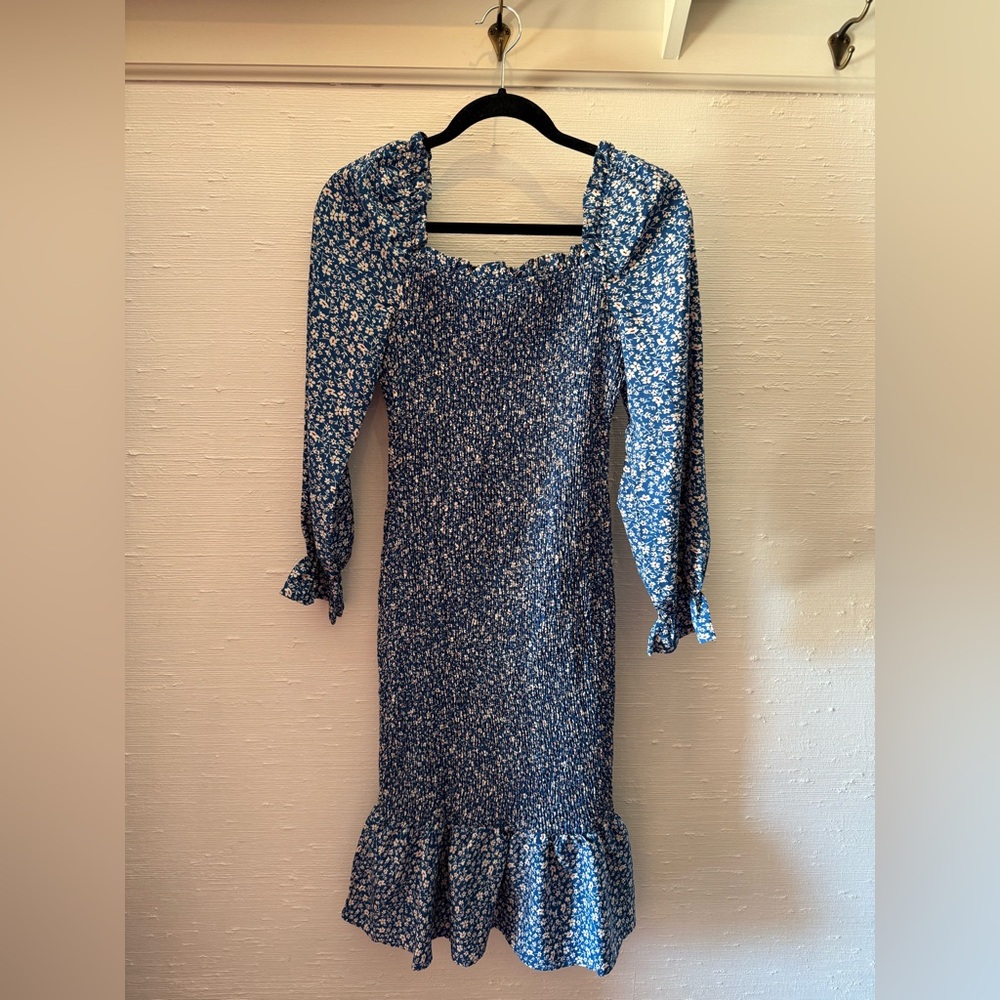 Blue Floral Midi Dress